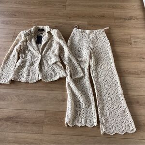 Fashion Nova crochet blazer suit set.